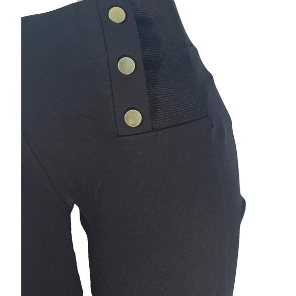 3/$30 Ann Taylor Factory Sz M Leggings 3/4 Length Black Sailor Button Waist - Picture 6 of 7